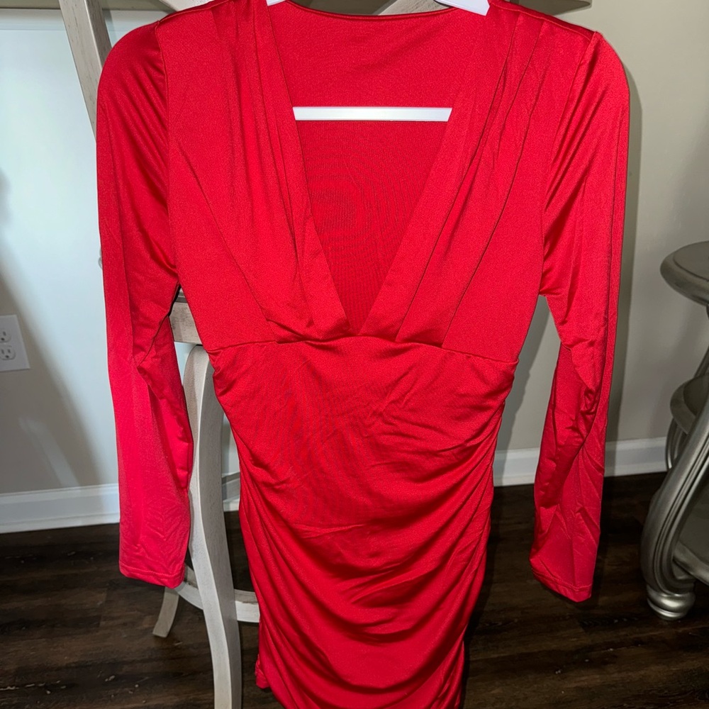 Sz M red silk dress